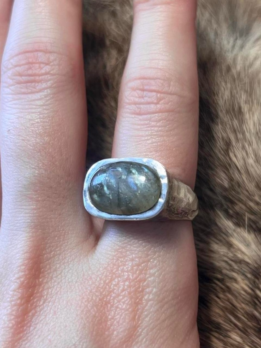 CHUNKY sterling silver Peyote Bird Sundance labradorite ring